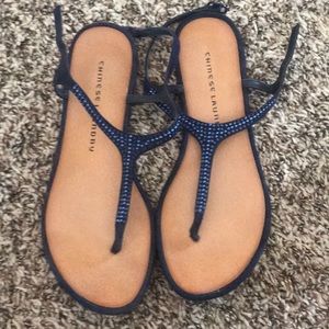 Blue beaded sandals